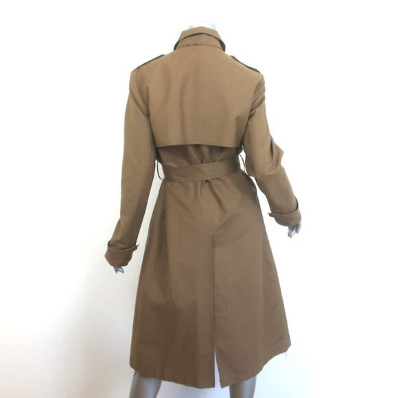 Theory Ashling Belted Trench Coat Brown Cotton Size Medium - Picture 6 of 9